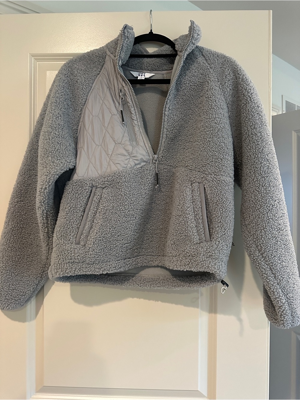 Women’s Cozy Half-Zip Sherpa Jacket - Light Gray